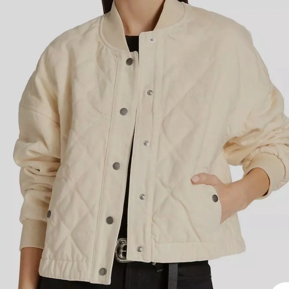 NWT Rag & bone quilted denim bomber jacket - beige - Picture 1 of 5